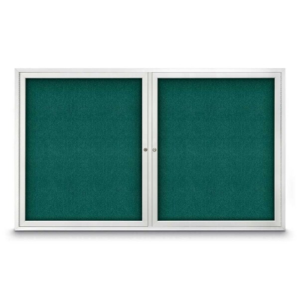United Visual Products Sliding Door Indoor Enclosed Corkboard, 9 UV9029ACS-BLACK-BUFF - main